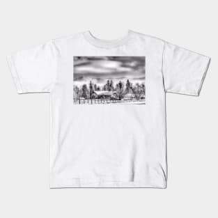First Snow - Black And White Kids T-Shirt